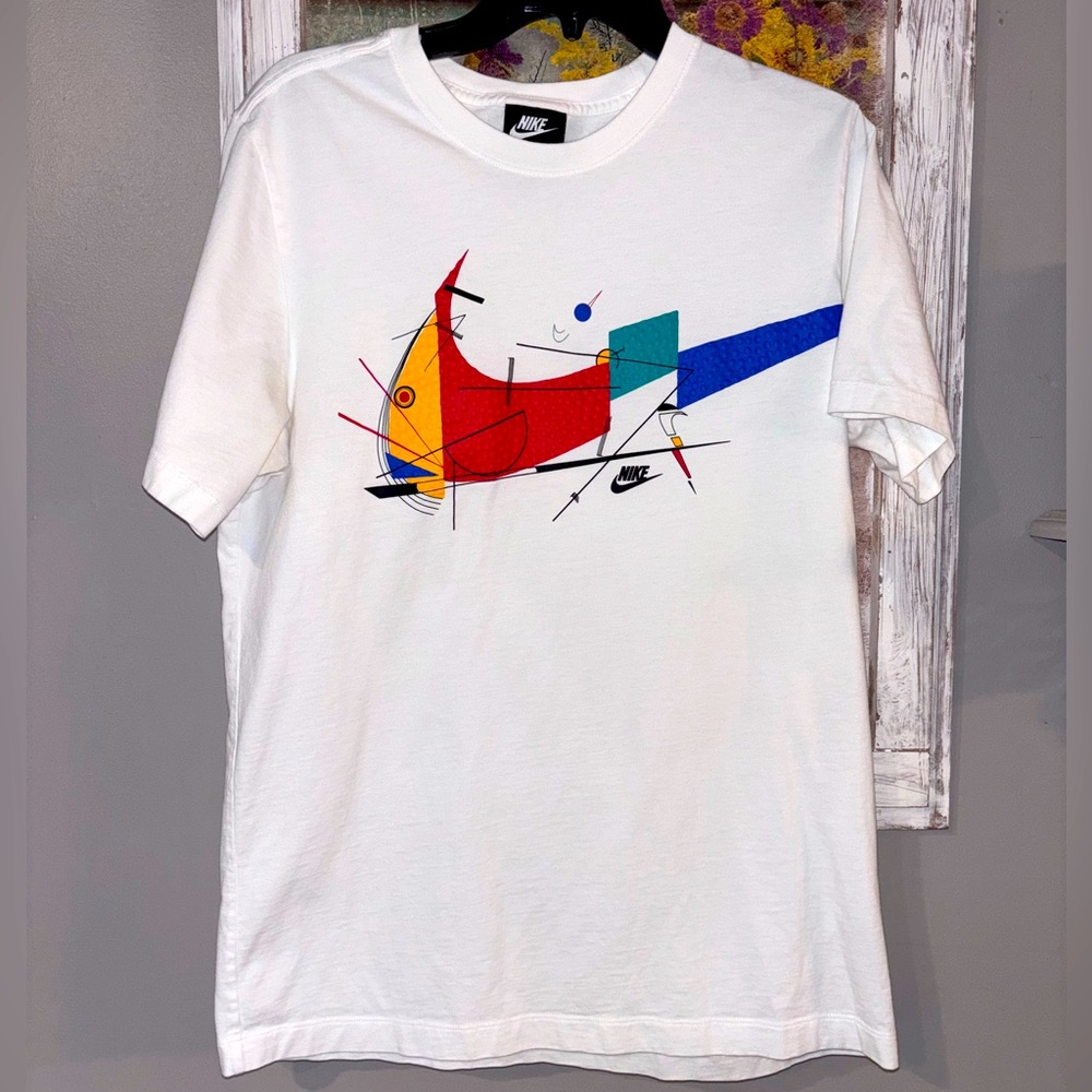Nike Game Changer White Colorful Basketball Textured Swoosh Logo TShirt Size M